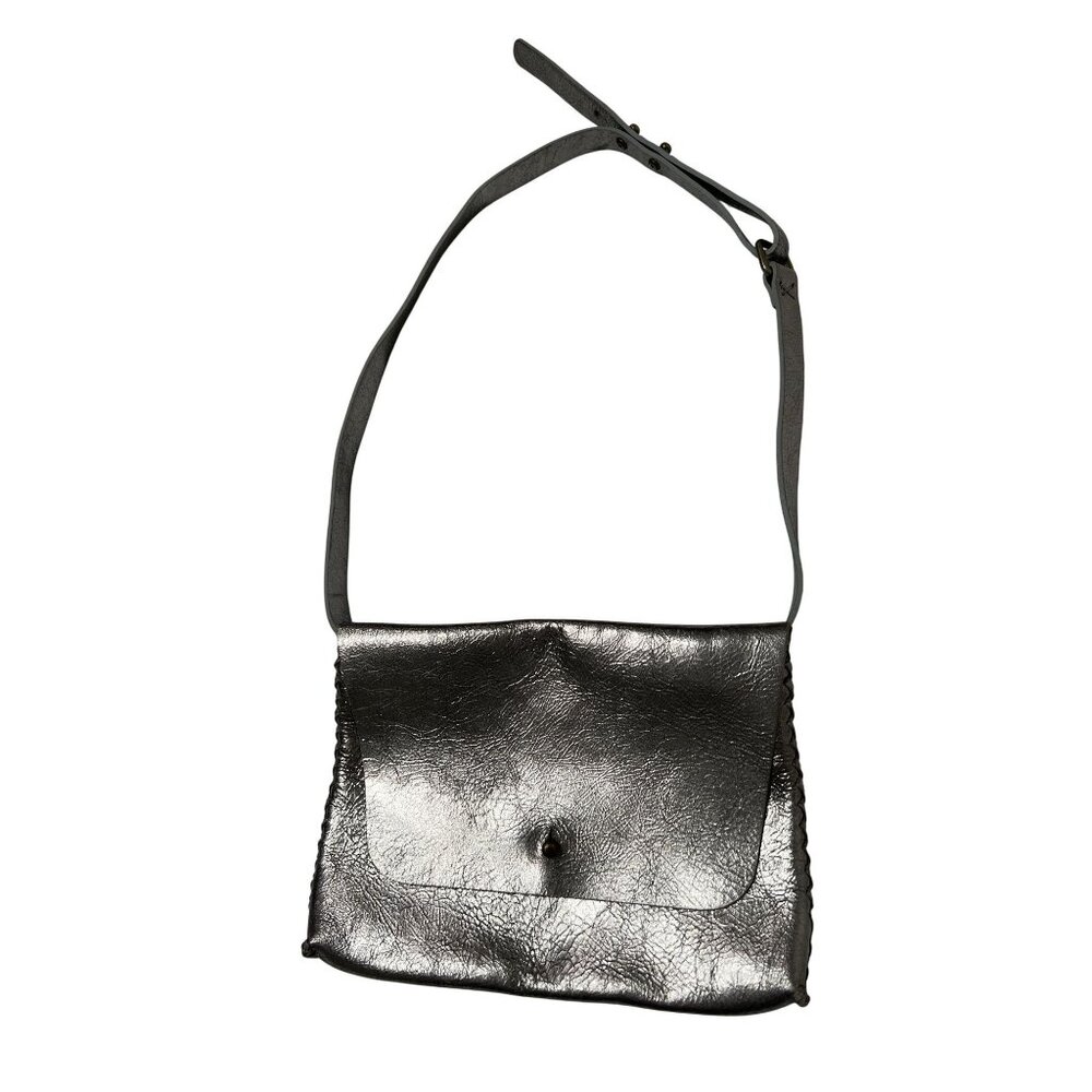 Volta Atelier Flap Close Shoulder Bag in Metallic Silver